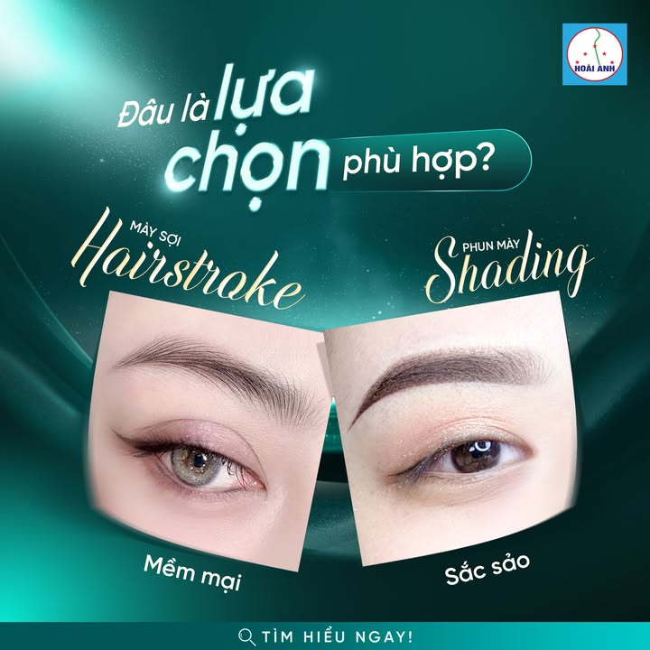 So sánh phun mày Shading và Hairstroke tại Thẩm Mỹ Viện Hoài Anh