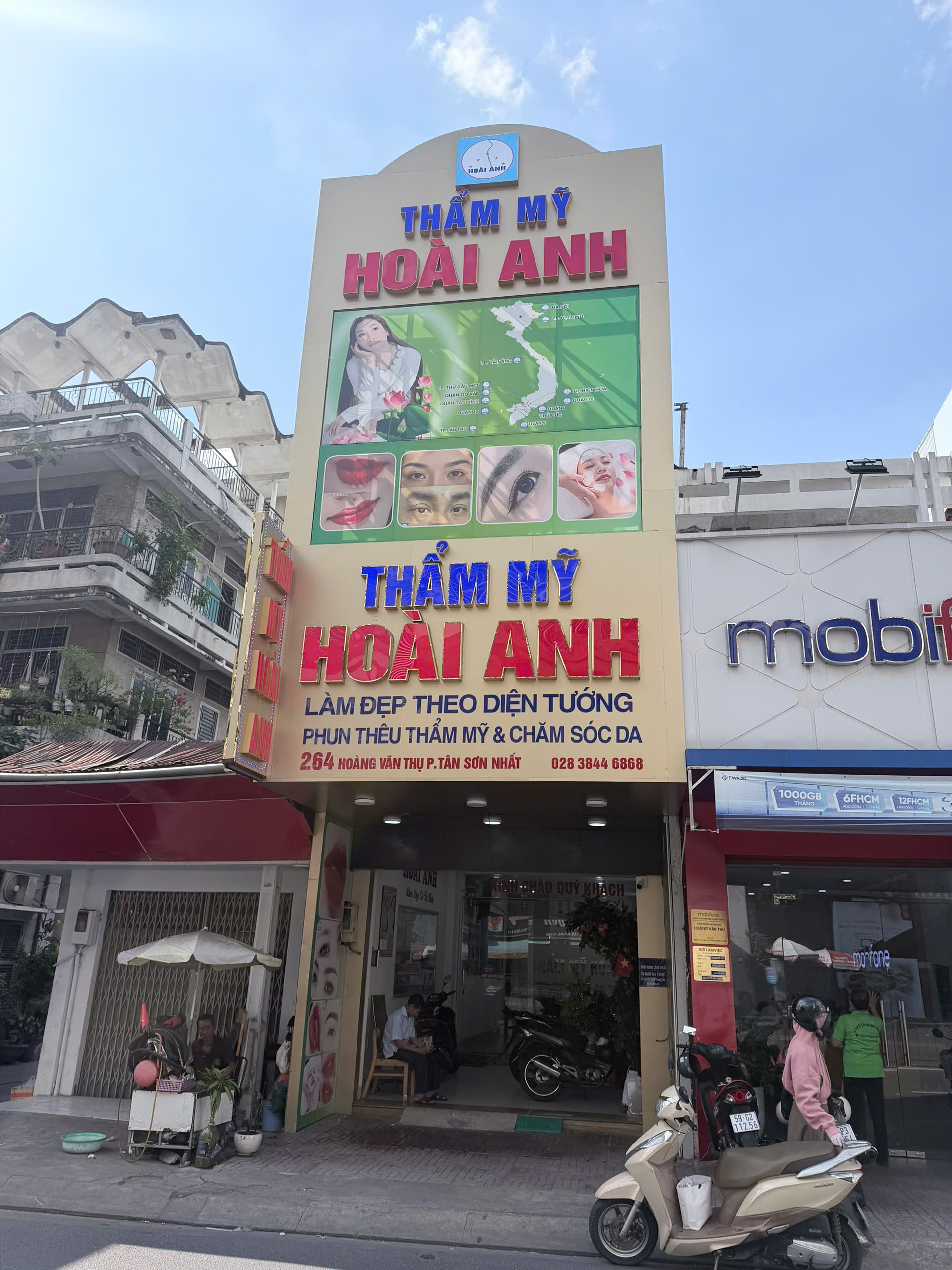 Mặt tiền Thẩm Mỹ Viện Hoài Anh tại 264 Hoàng Văn Thụ, Tân Bình, TP.HCM