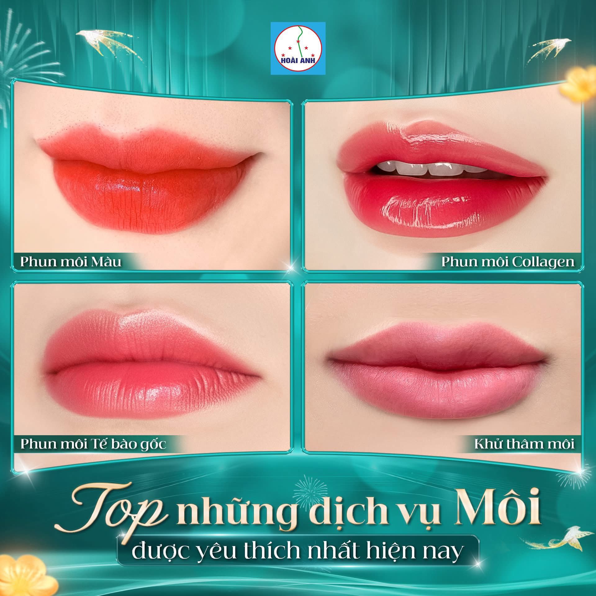 Phun môi tự nhiên với mực thảo dược tại Thẩm Mỹ Viện Hoài Anh