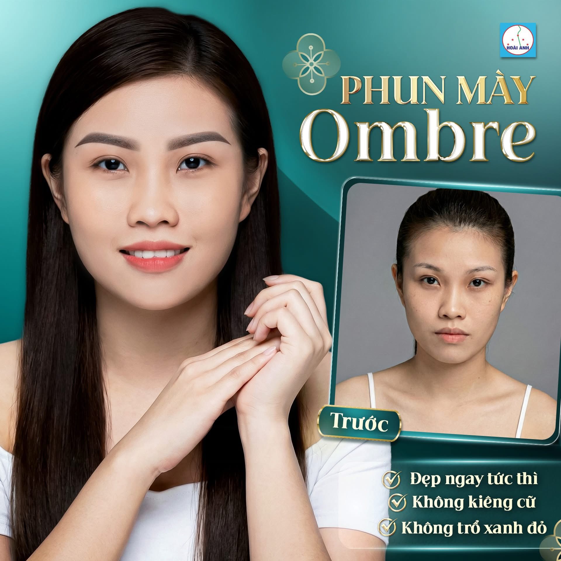 Phun mày Ombre với hiệu ứng chuyển màu tại Thẩm Mỹ Viện Hoài Anh